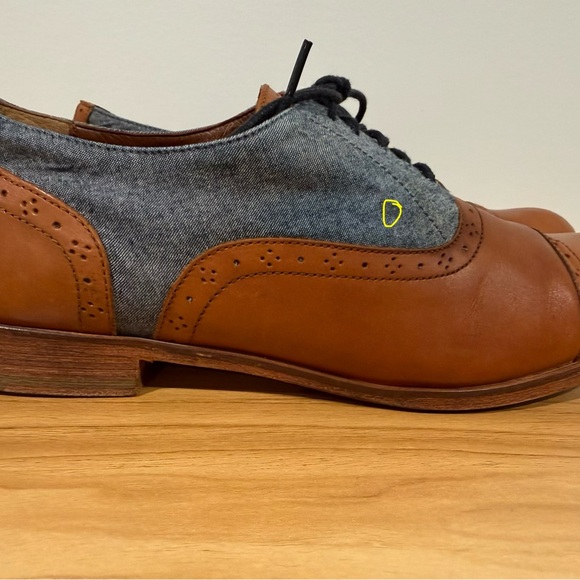 Cole Haan Spectator Oxford Shoes Men’s 8.5 | Leather & Chambray | Cap Toe - Picture 3 of 10